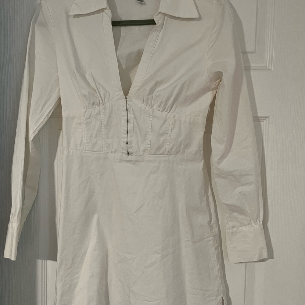 Urban Outfitters White Long Sleeve Shirt Dress